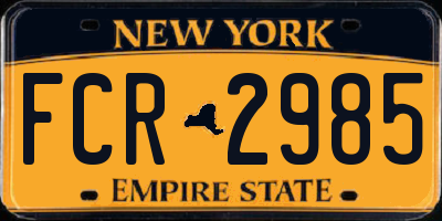 NY license plate FCR2985