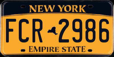 NY license plate FCR2986