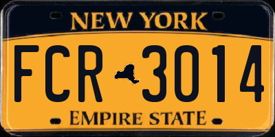 NY license plate FCR3014