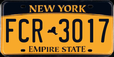 NY license plate FCR3017