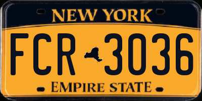 NY license plate FCR3036