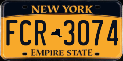 NY license plate FCR3074