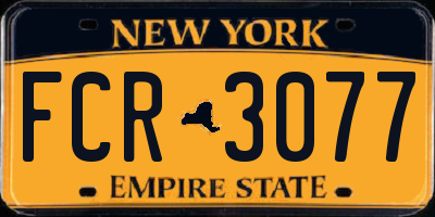 NY license plate FCR3077