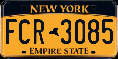 NY license plate FCR3085