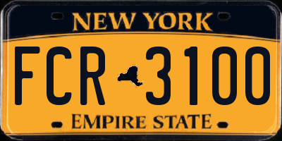 NY license plate FCR3100