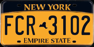 NY license plate FCR3102
