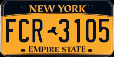 NY license plate FCR3105
