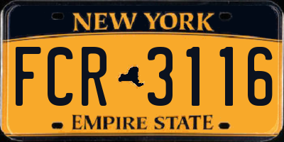 NY license plate FCR3116