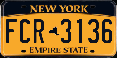 NY license plate FCR3136