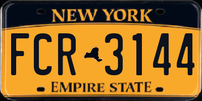 NY license plate FCR3144