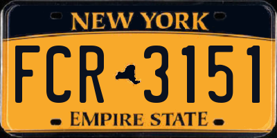 NY license plate FCR3151