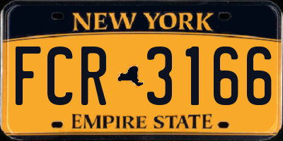 NY license plate FCR3166