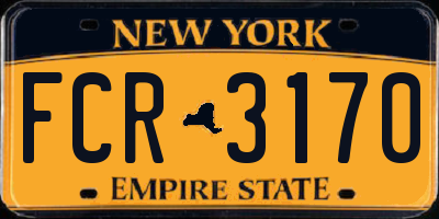 NY license plate FCR3170