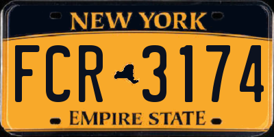 NY license plate FCR3174