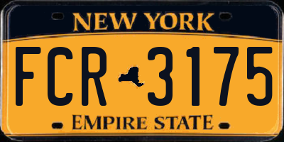 NY license plate FCR3175