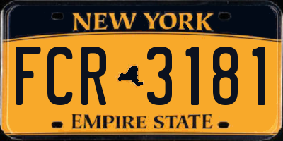 NY license plate FCR3181