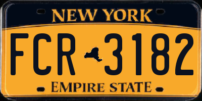 NY license plate FCR3182