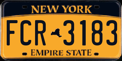 NY license plate FCR3183
