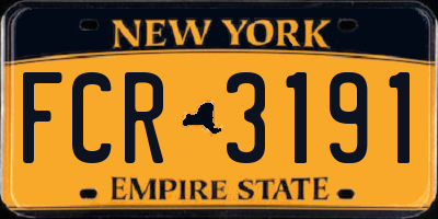 NY license plate FCR3191