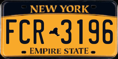 NY license plate FCR3196