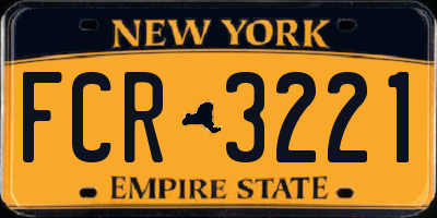 NY license plate FCR3221