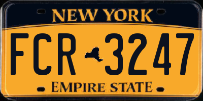 NY license plate FCR3247