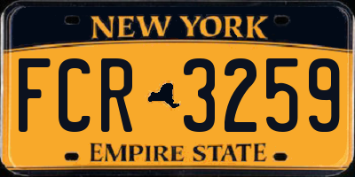 NY license plate FCR3259