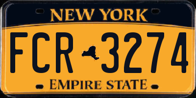 NY license plate FCR3274