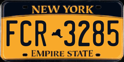 NY license plate FCR3285