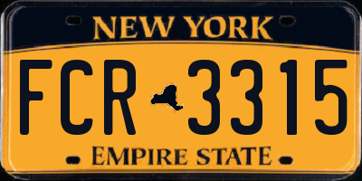 NY license plate FCR3315