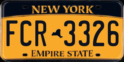NY license plate FCR3326