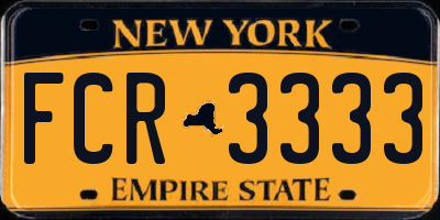 NY license plate FCR3333