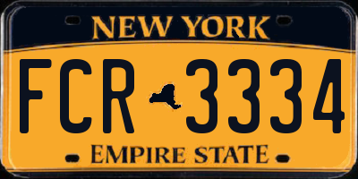 NY license plate FCR3334