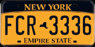 NY license plate FCR3336