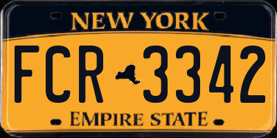 NY license plate FCR3342
