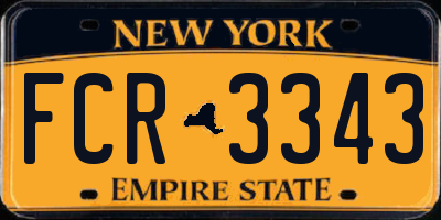 NY license plate FCR3343