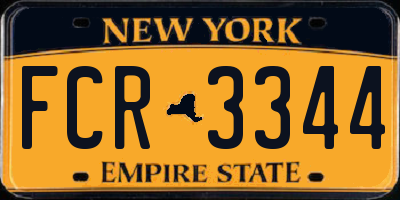 NY license plate FCR3344