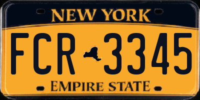 NY license plate FCR3345