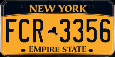 NY license plate FCR3356