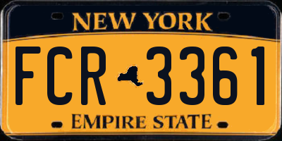 NY license plate FCR3361