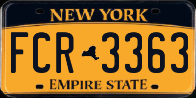 NY license plate FCR3363