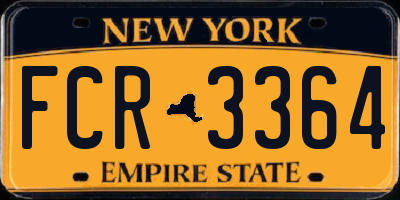 NY license plate FCR3364