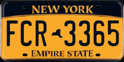 NY license plate FCR3365