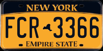 NY license plate FCR3366