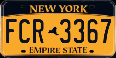 NY license plate FCR3367