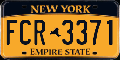 NY license plate FCR3371