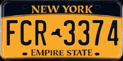 NY license plate FCR3374