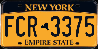 NY license plate FCR3375