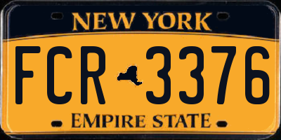 NY license plate FCR3376