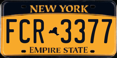 NY license plate FCR3377
